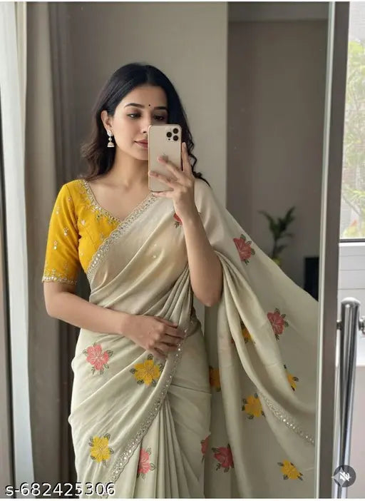 Beautiful Floral Work Saree for Women – Festive & Casual Wear