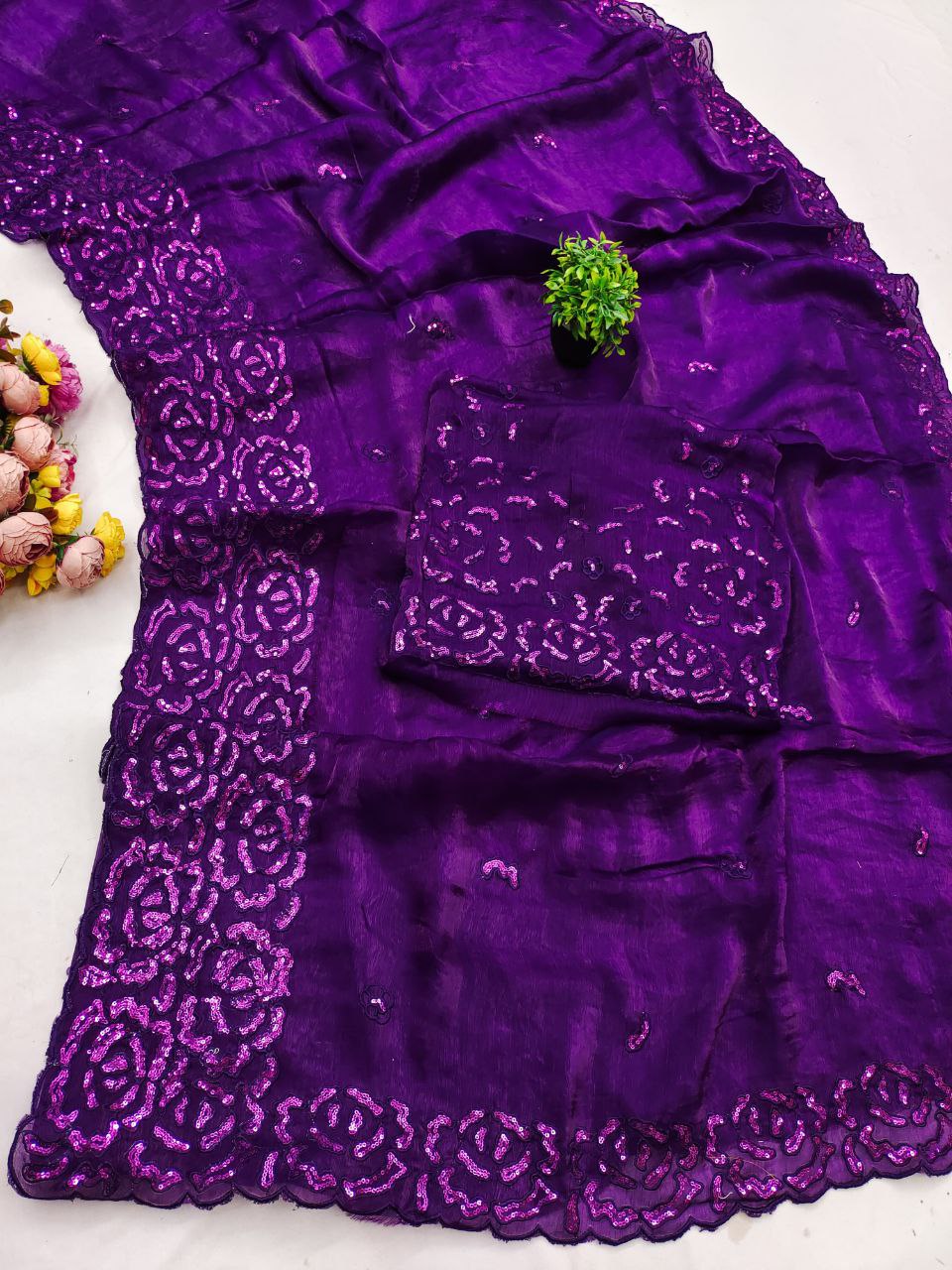 Classic Black Party Wear Saree with Subtle Embroidery Work