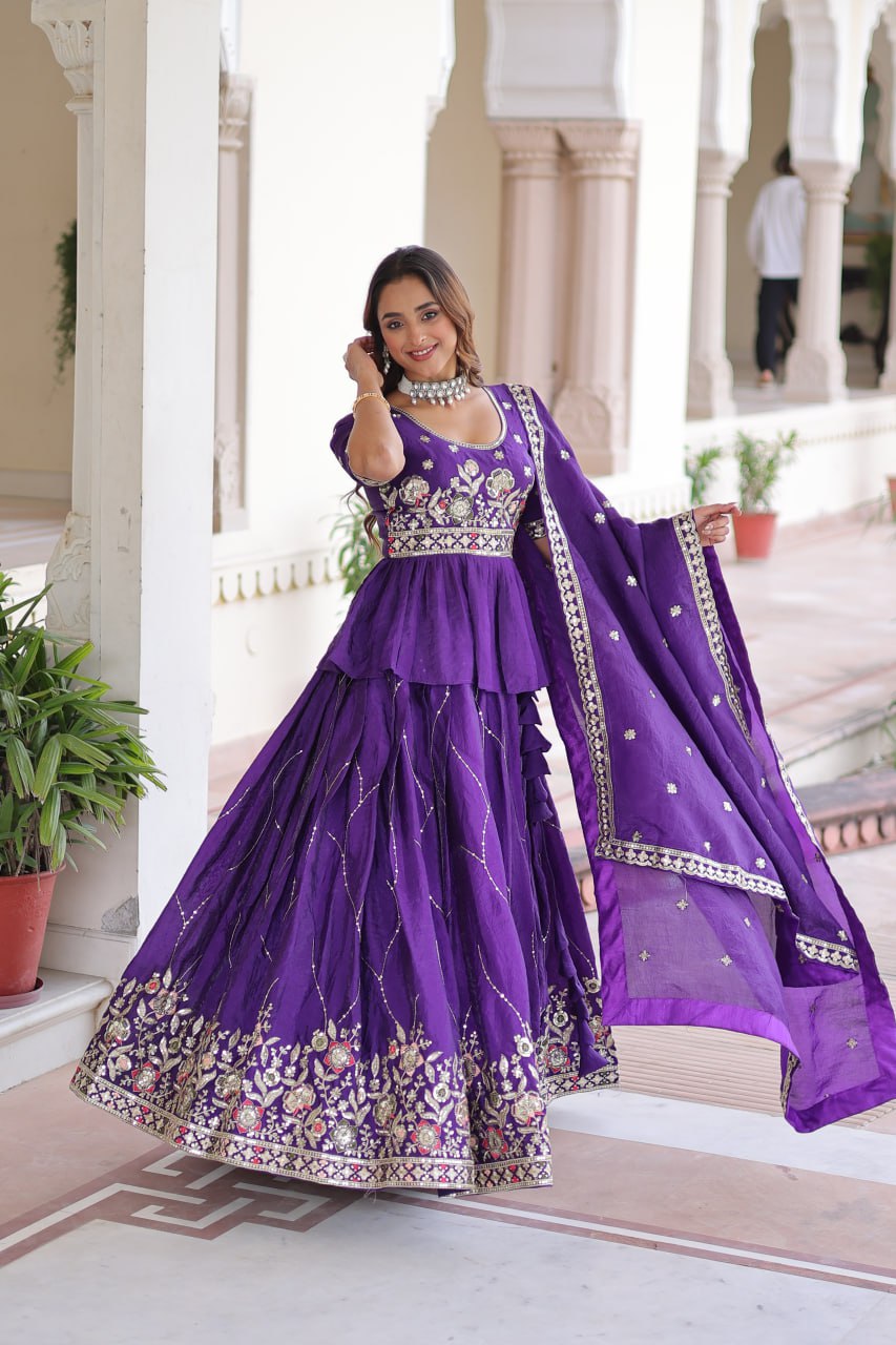 Premium Designer Sequins Embroidered Readymade Lehenga choli Set