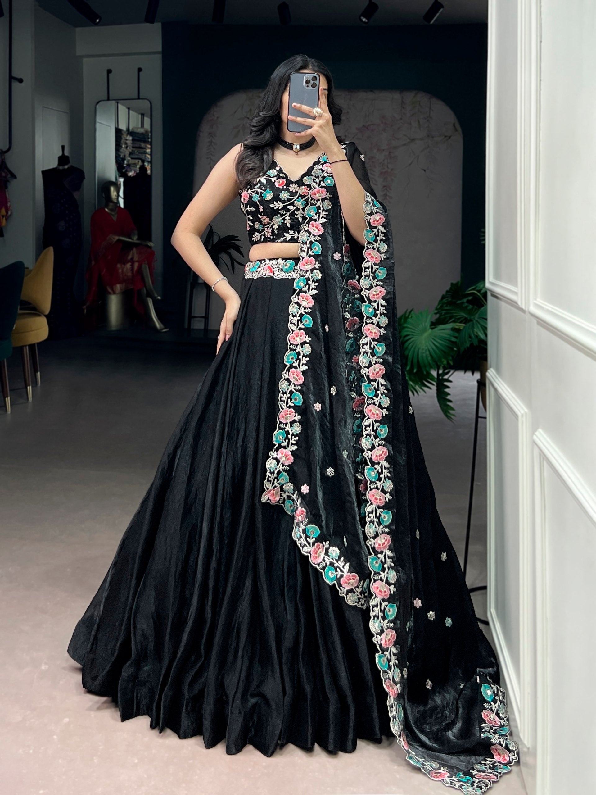 Graceful Ethnic Lehenga Choli with Floral Work Dupatta