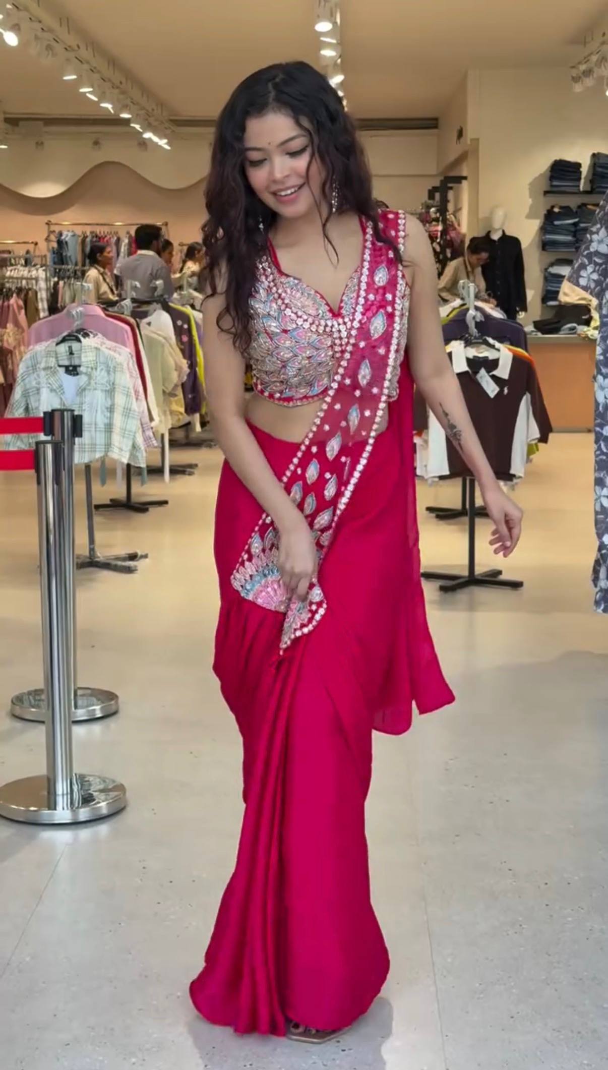 Designer Draped Saree Set with Statement Embroidered Blouse
