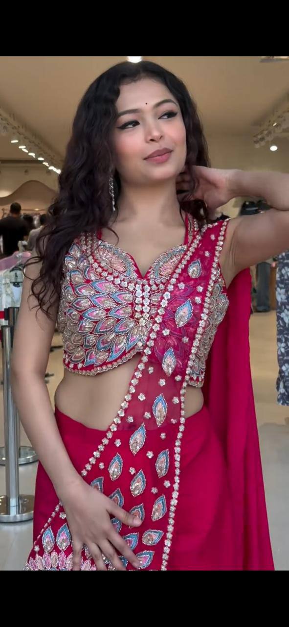 Designer Draped Saree Set with Statement Embroidered Blouse