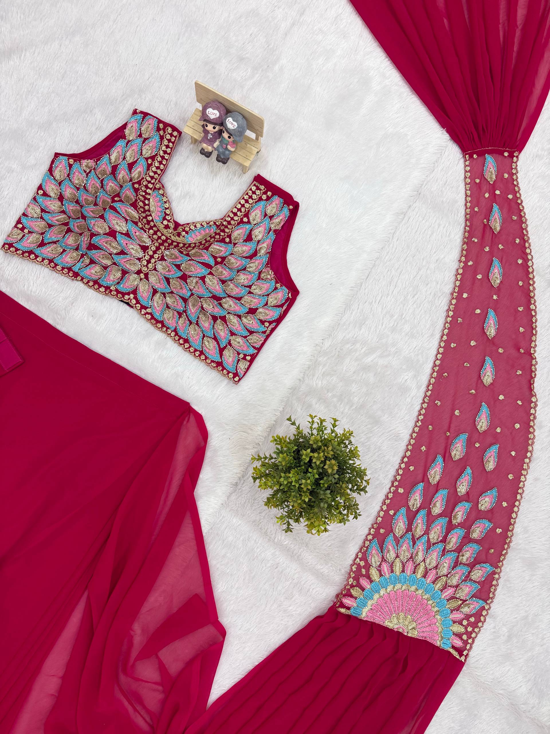 Designer Draped Saree Set with Statement Embroidered Blouse