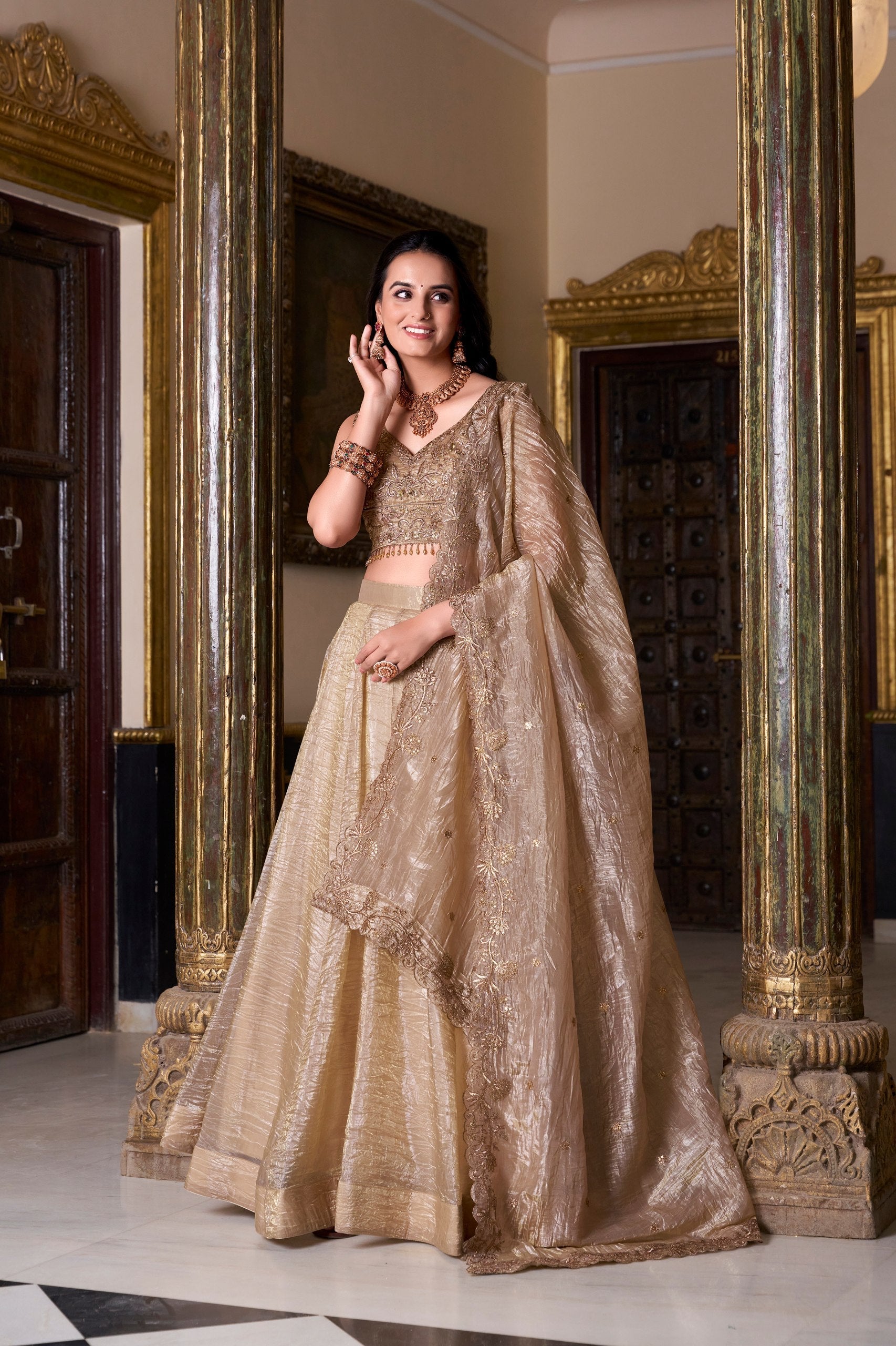 Luxury Golden Lehenga Choli with Dupatta – Designer Wedding Wear