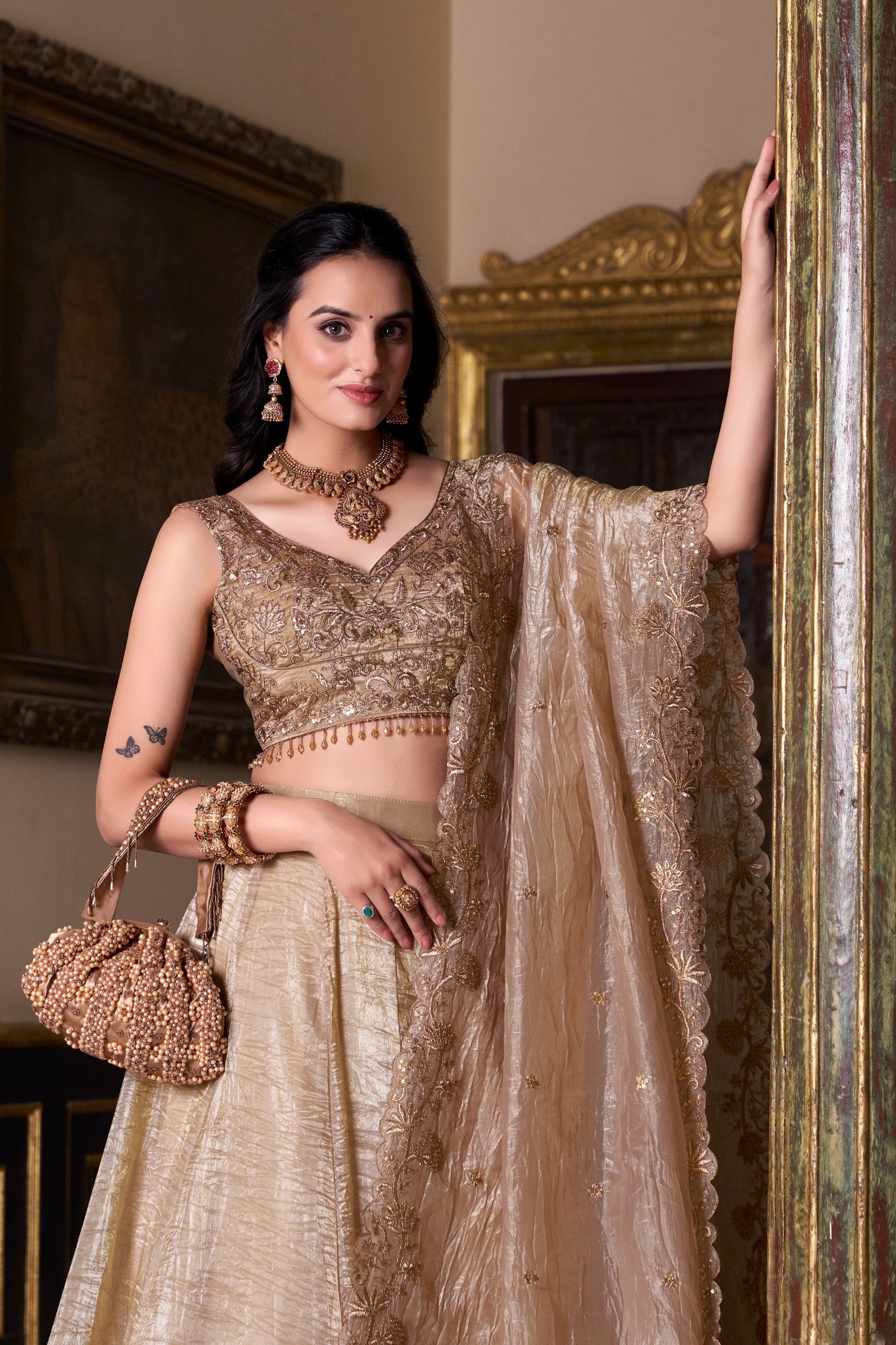 Luxury Golden Lehenga Choli with Dupatta – Designer Wedding Wear