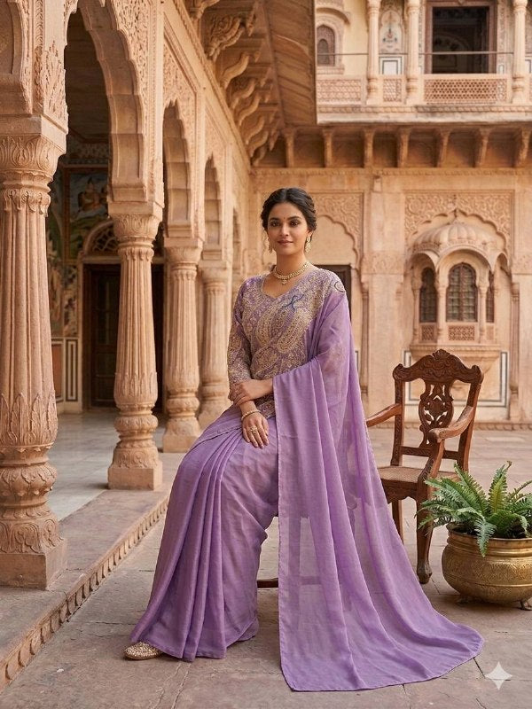 Designer Ready-to-Wear Saree with Heavy Embroidered Blouse – Premium Wedding & Party Wear