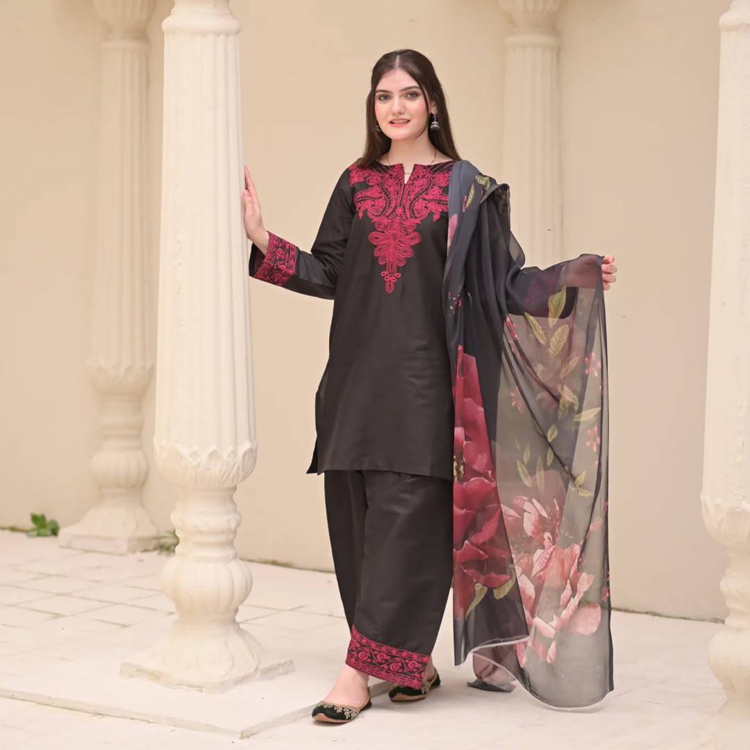 Elegant Heavy Embroidered Work Designer Three Piece Set"*