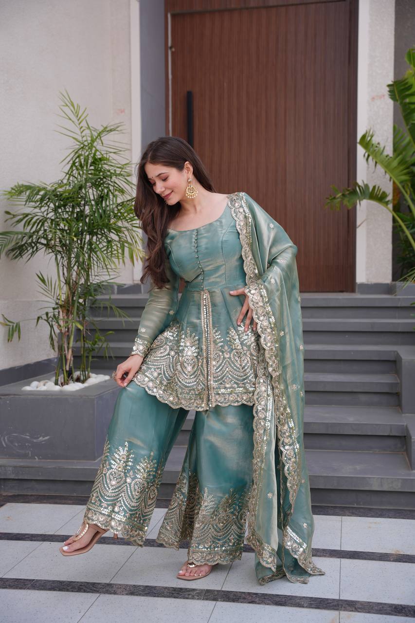 Designer Kurta Palazzo Set for Women | Embroidered Ethnic Wear Collection with Dupatta | Festive & Party Wear
