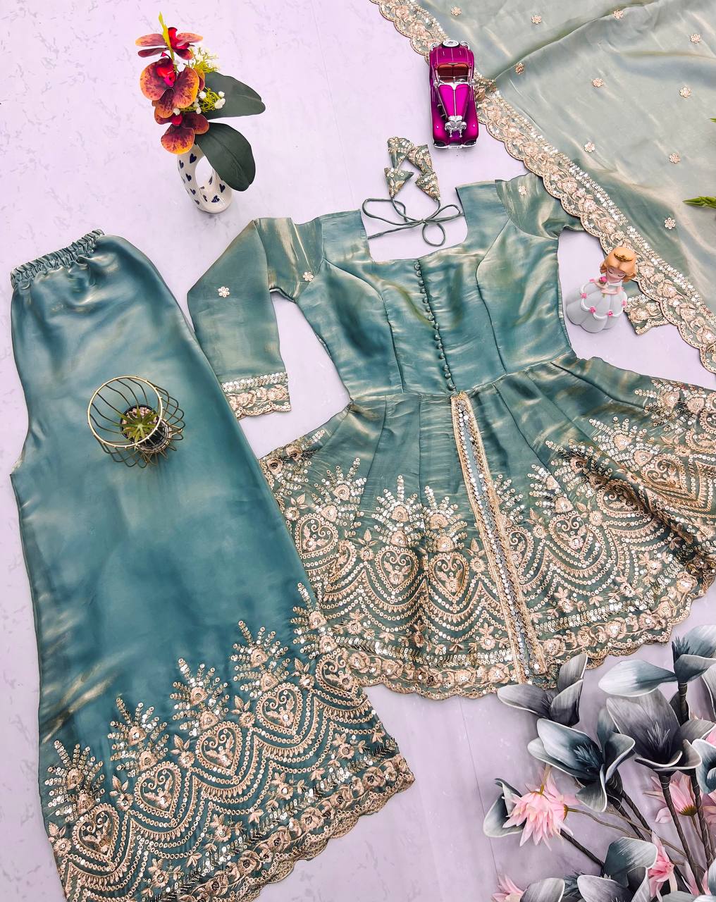 Designer Kurta Palazzo Set for Women | Embroidered Ethnic Wear Collection with Dupatta | Festive & Party Wear