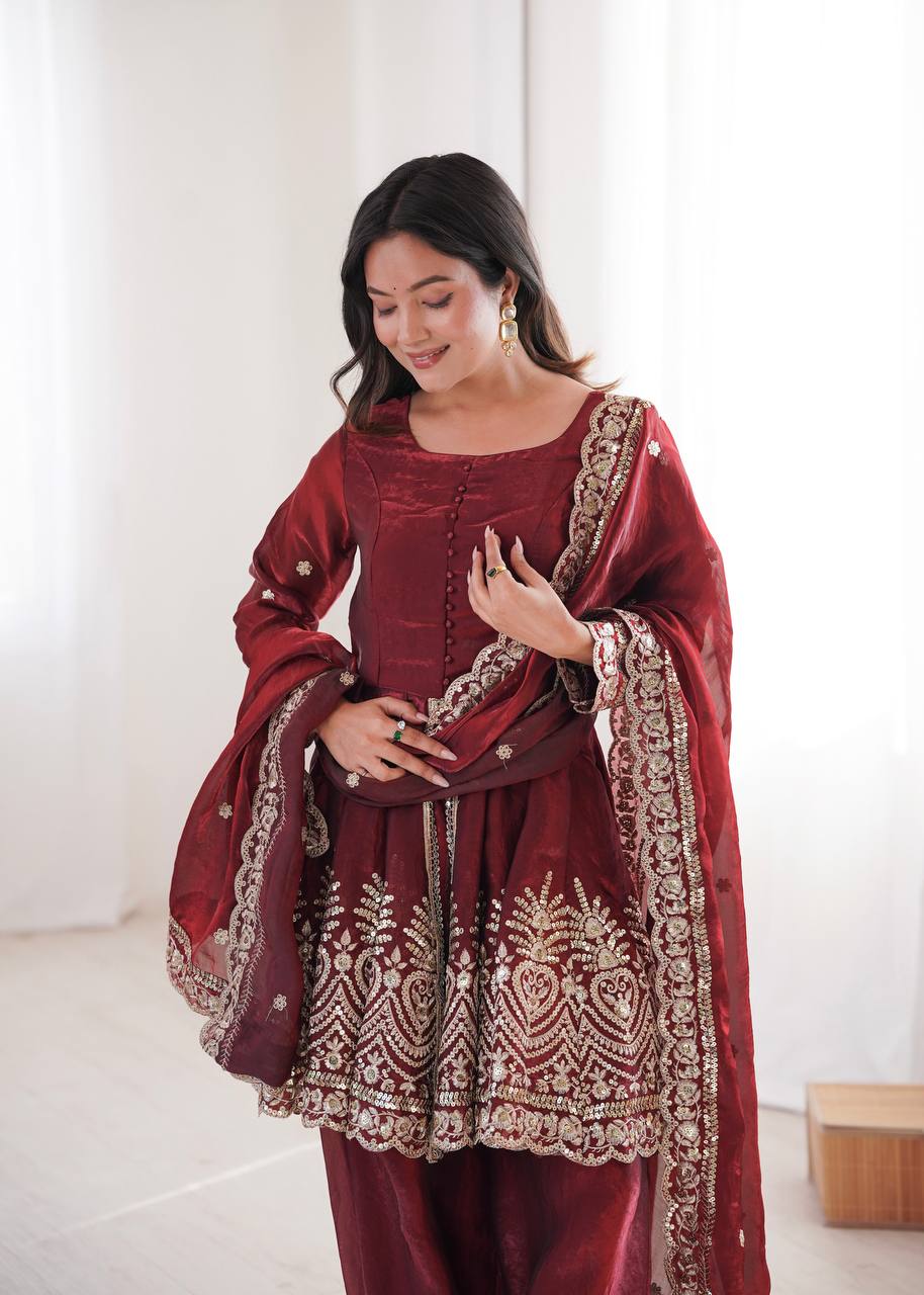 Designer Kurta Palazzo Set for Women | Embroidered Ethnic Wear Collection with Dupatta | Festive & Party Wear