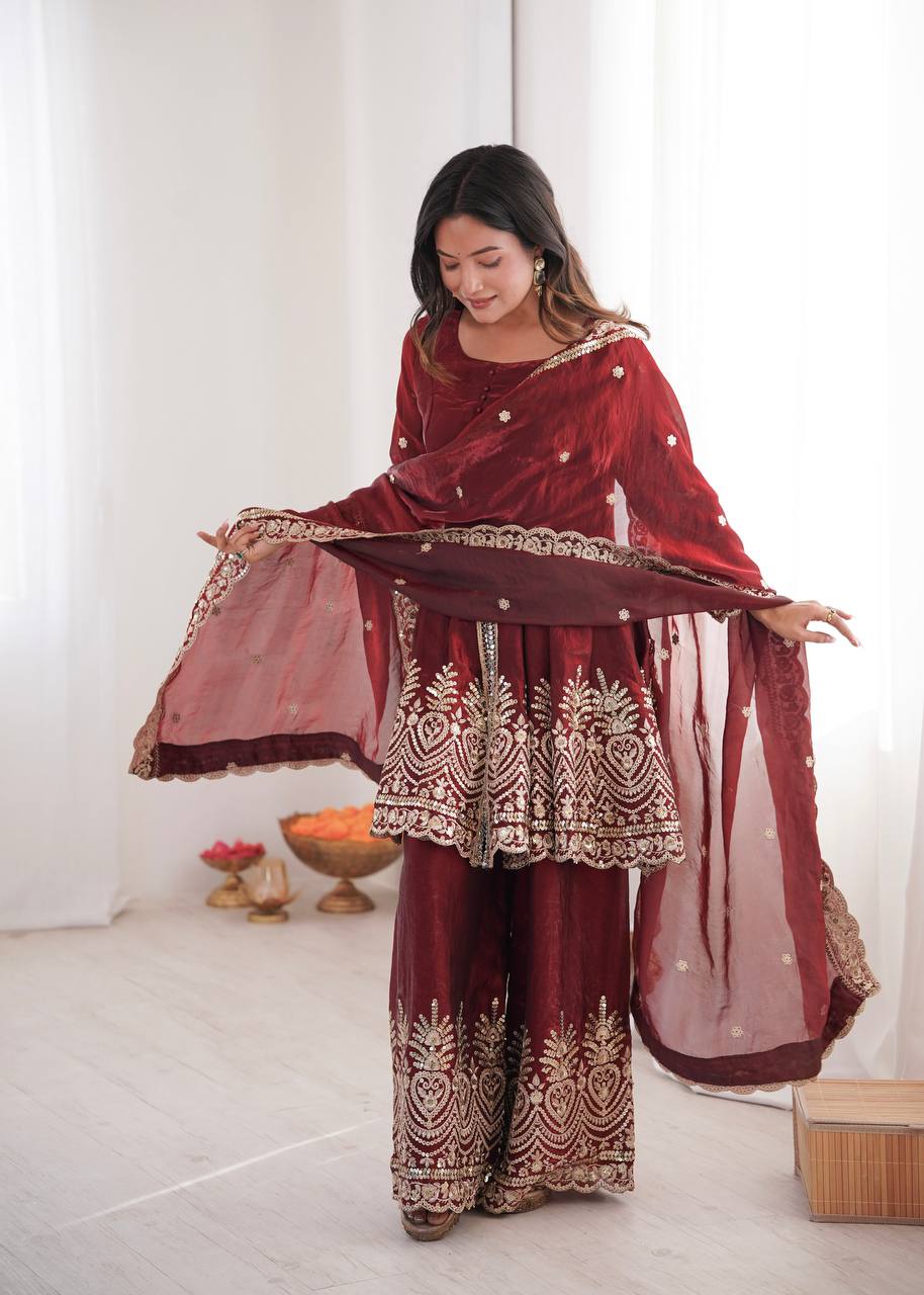 Designer Kurta Palazzo Set for Women | Embroidered Ethnic Wear Collection with Dupatta | Festive & Party Wear
