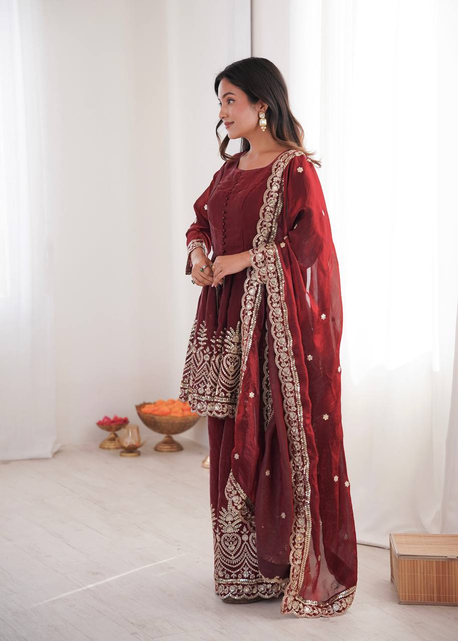 Designer Kurta Palazzo Set for Women | Embroidered Ethnic Wear Collection with Dupatta | Festive & Party Wear