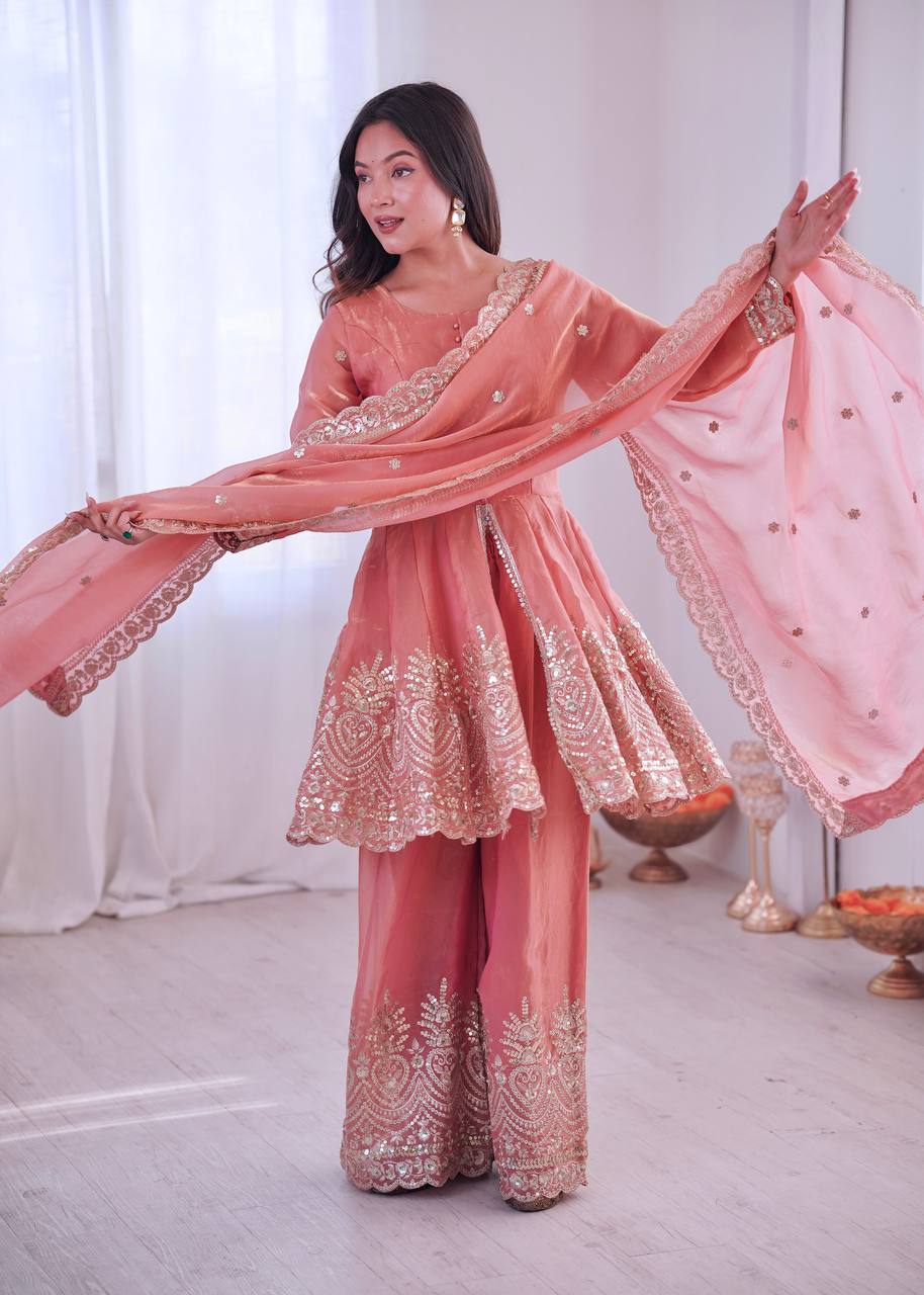 Designer Kurta Palazzo Set for Women | Embroidered Ethnic Wear Collection with Dupatta | Festive & Party Wear