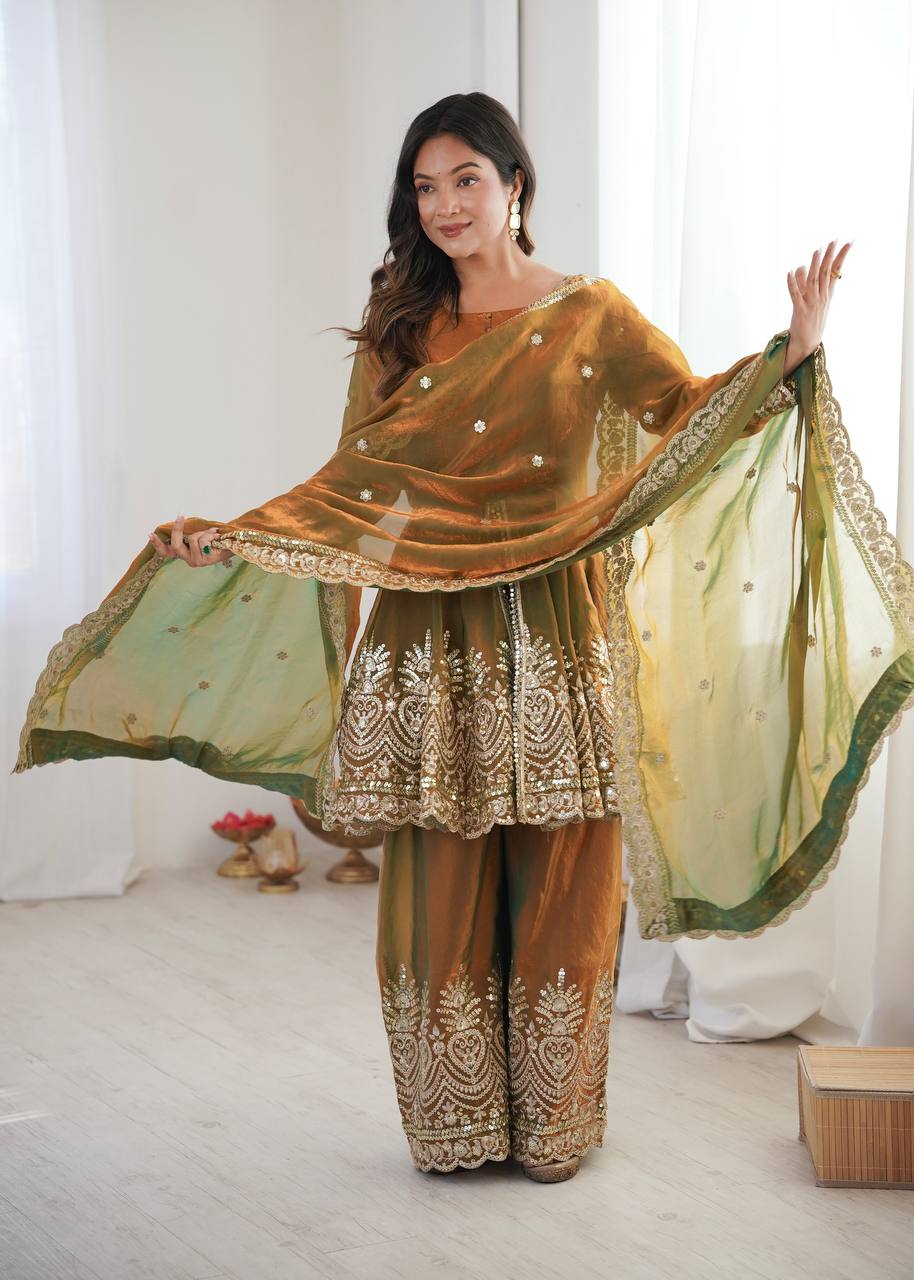 Designer Kurta Palazzo Set for Women | Embroidered Ethnic Wear Collection with Dupatta | Festive & Party Wear