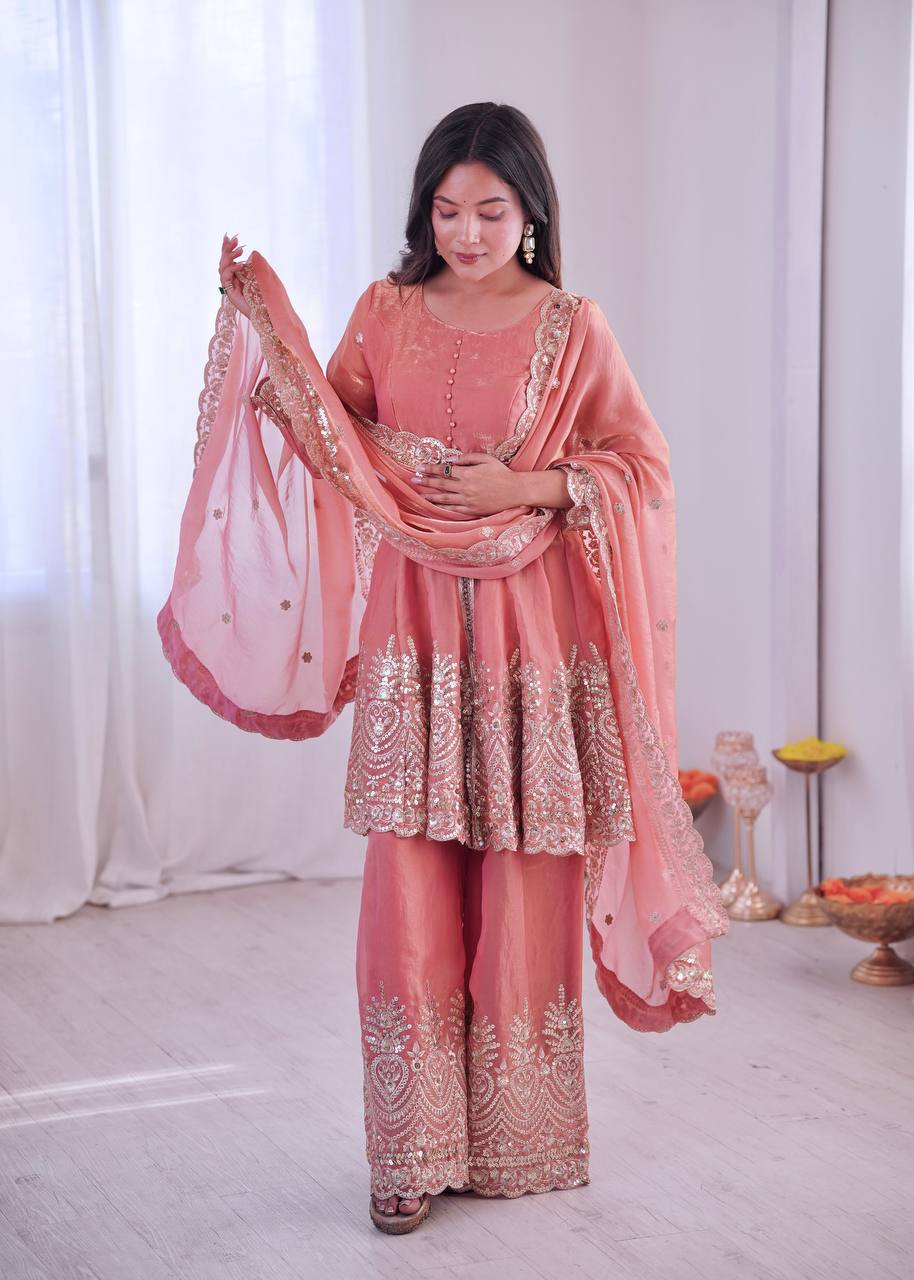 Designer Kurta Palazzo Set for Women | Embroidered Ethnic Wear Collection with Dupatta | Festive & Party Wear