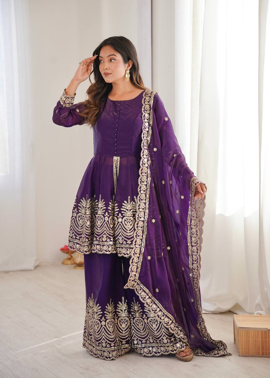 Designer Kurta Palazzo Set for Women | Embroidered Ethnic Wear Collection with Dupatta | Festive & Party Wear
