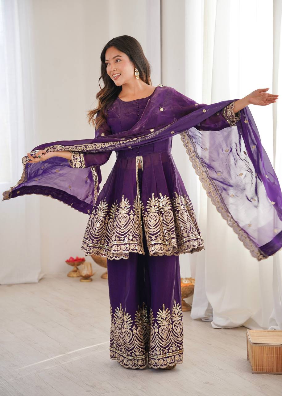 Designer Kurta Palazzo Set for Women | Embroidered Ethnic Wear Collection with Dupatta | Festive & Party Wear