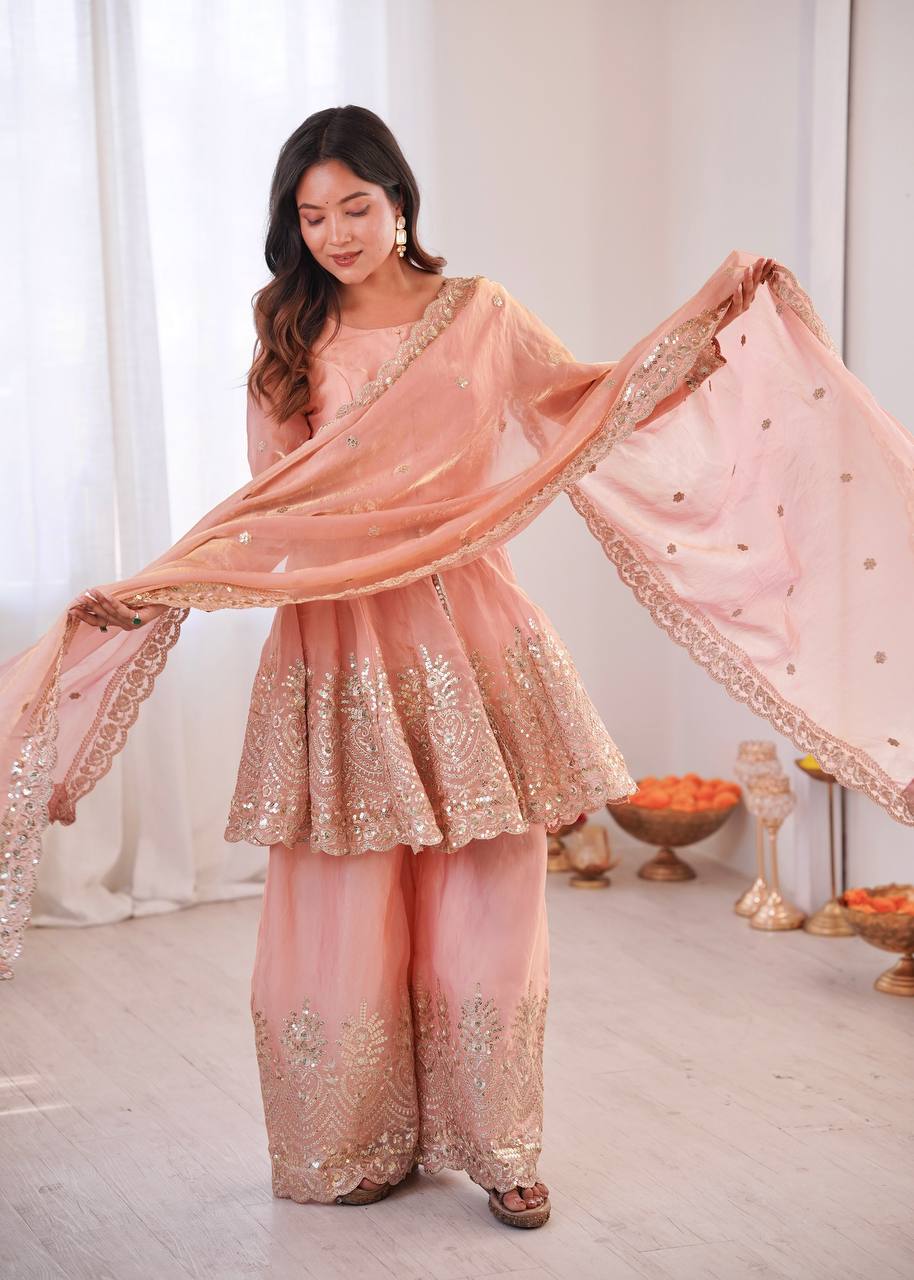 Designer Kurta Palazzo Set for Women | Embroidered Ethnic Wear Collection with Dupatta | Festive & Party Wear