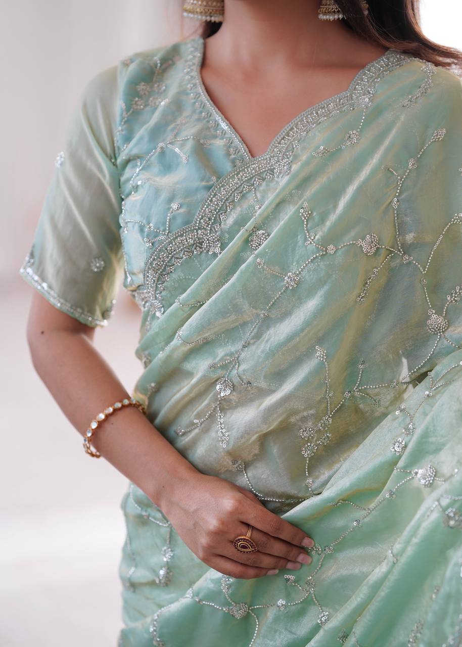 Designer Embroidered Saree for Women | Party Wear Lightweight Saree with Elegant Border | Festive & Wedding Collection