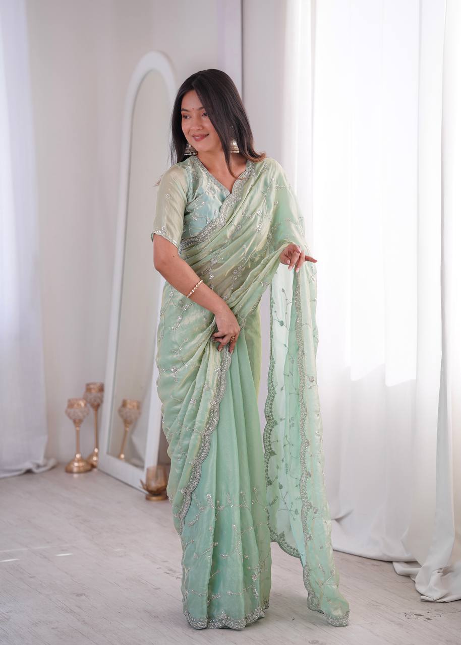Designer Embroidered Saree for Women | Party Wear Lightweight Saree with Elegant Border | Festive & Wedding Collection