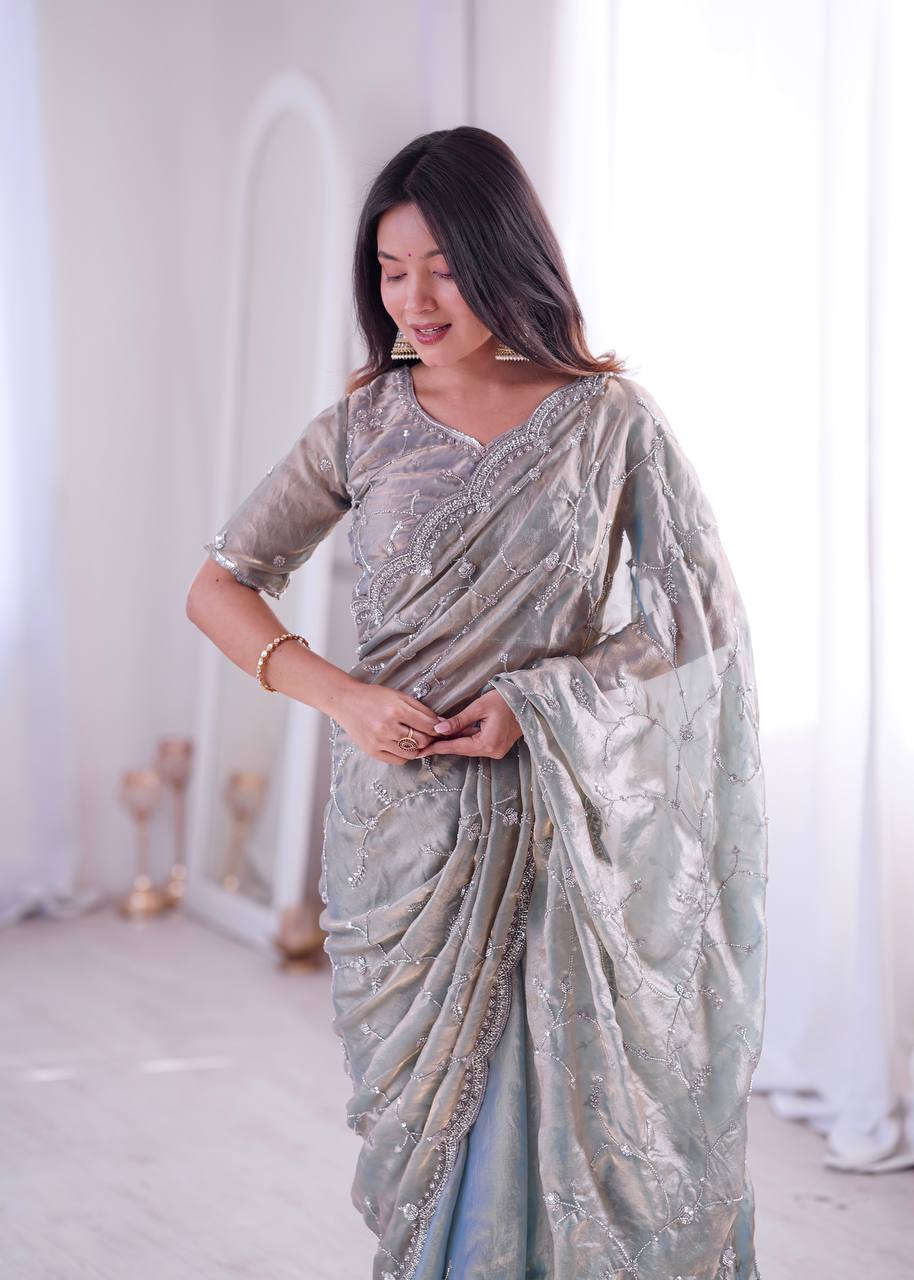 Designer Embroidered Saree for Women | Party Wear Lightweight Saree with Elegant Border | Festive & Wedding Collection