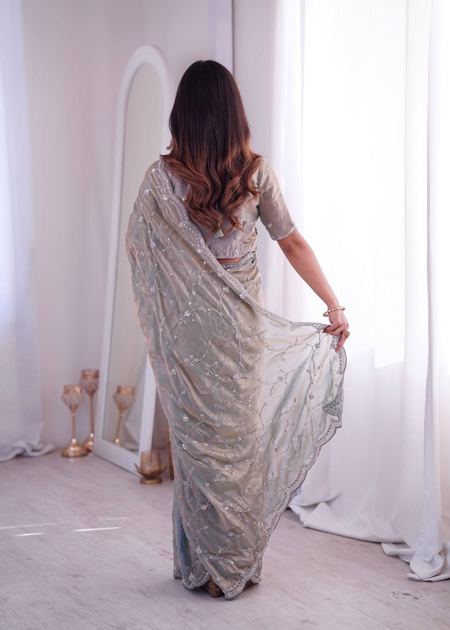 Designer Embroidered Saree for Women | Party Wear Lightweight Saree with Elegant Border | Festive & Wedding Collection