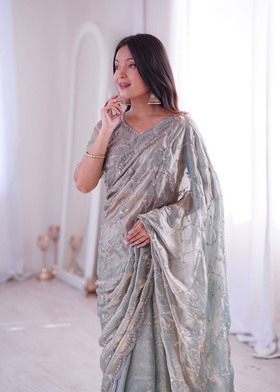 Designer Embroidered Saree for Women | Party Wear Lightweight Saree with Elegant Border | Festive & Wedding Collection