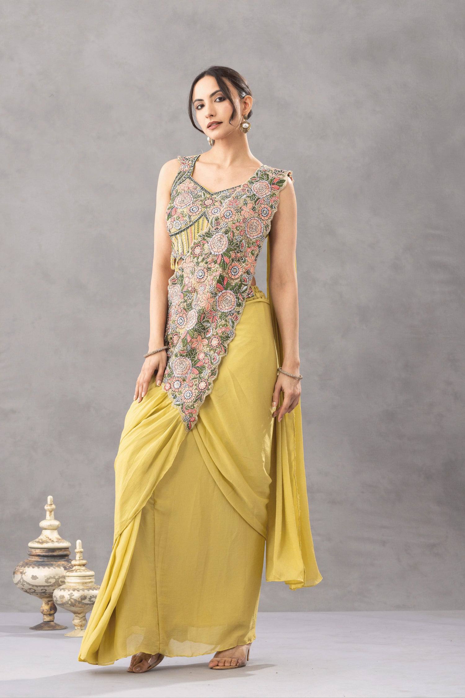 Elegant Ready Saree with Floral Embroidery Blouse – Festive & Wedding Wear