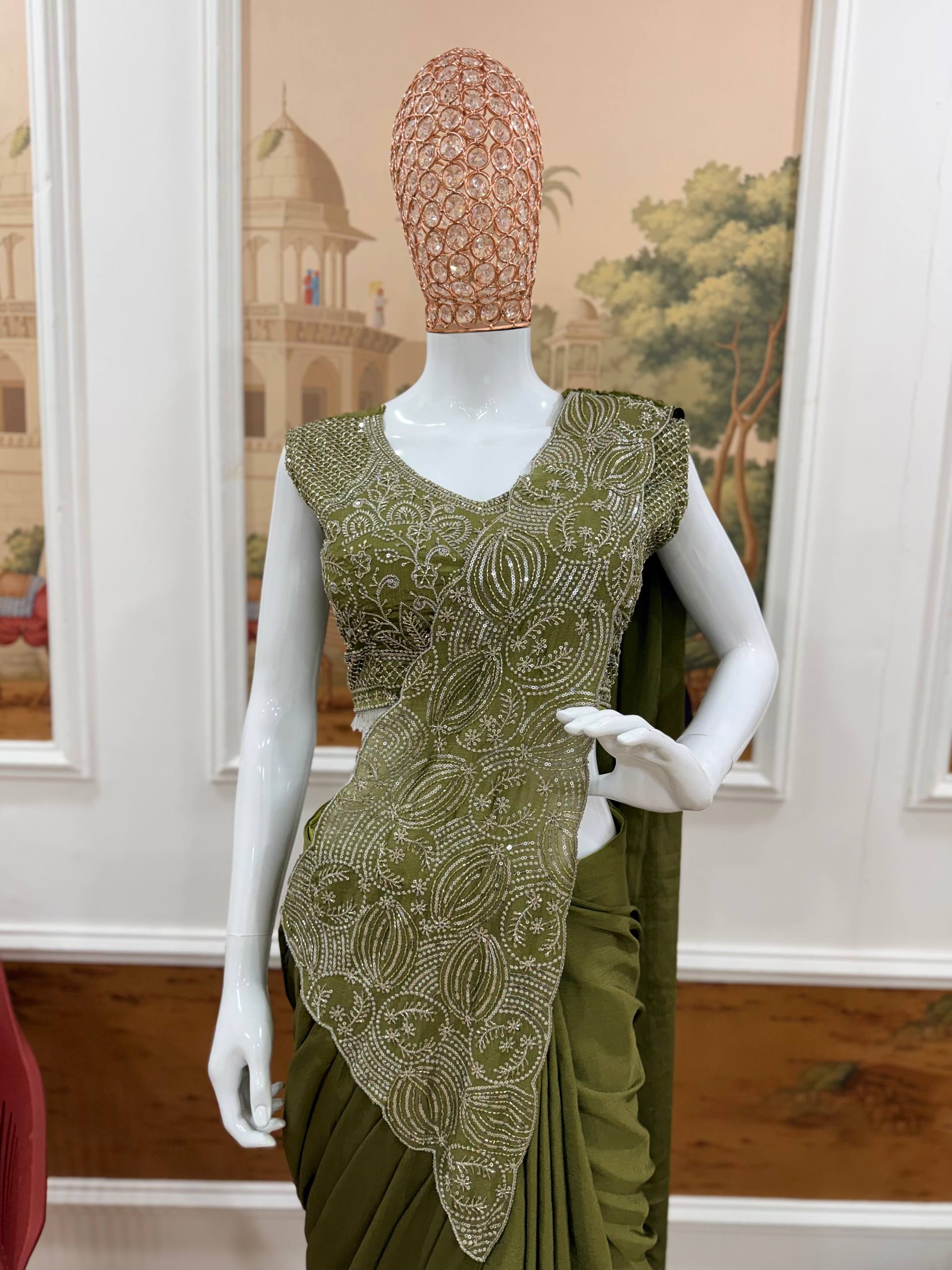 Designer Ready-to-Wear Saree with Heavy Embroidered Blouse – Elegant Party Wear