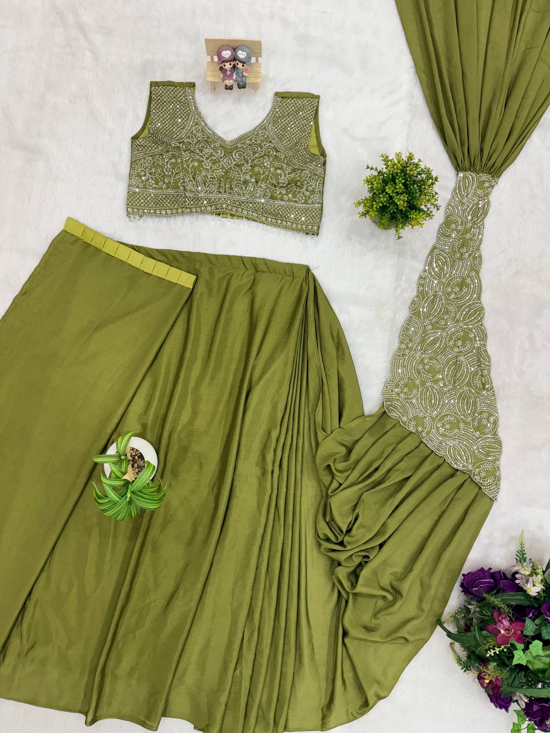 Designer Ready-to-Wear Saree with Heavy Embroidered Blouse – Elegant Party Wear