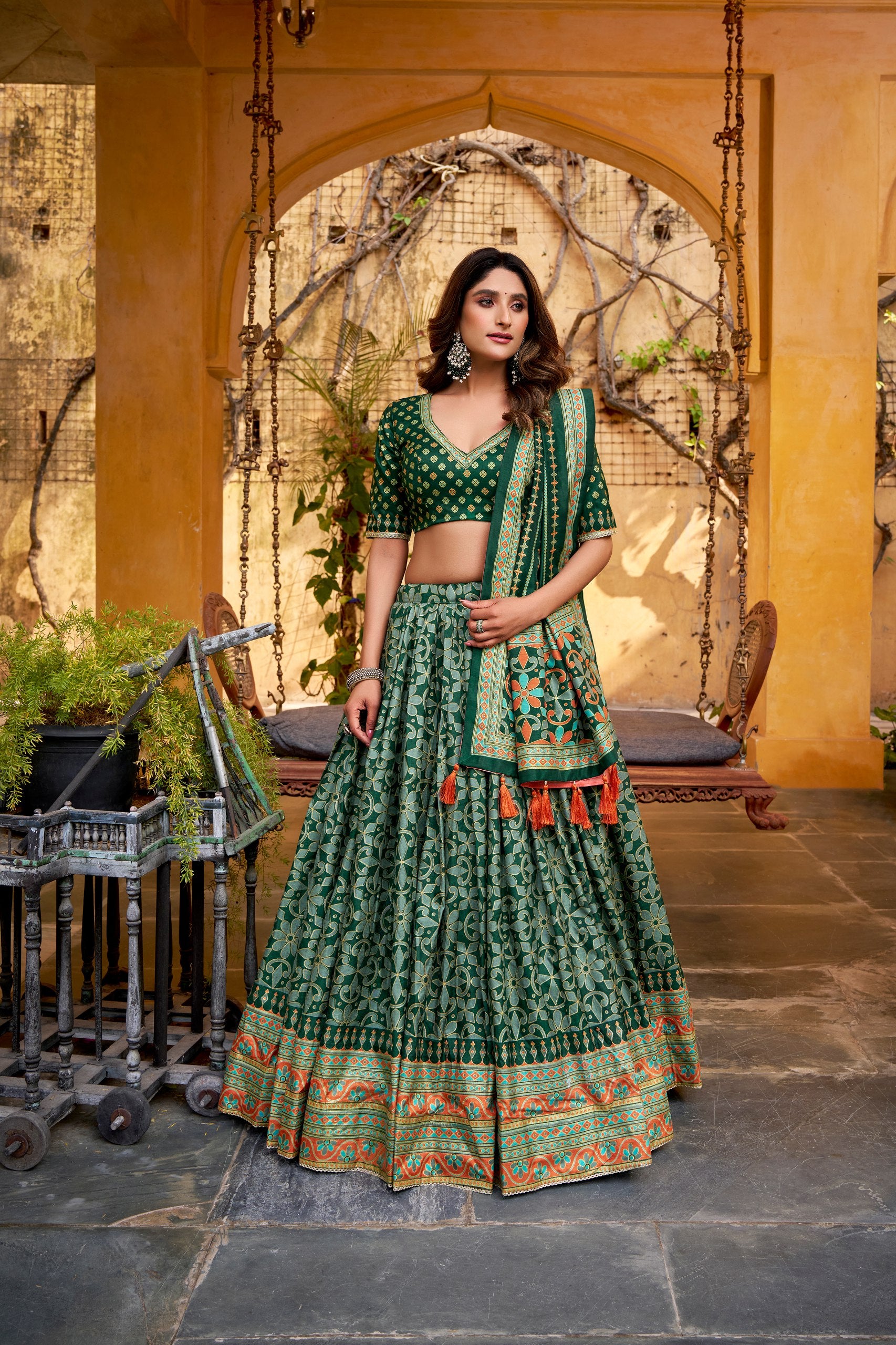 Tasar Silk Gotta Patti Lace Work Lehenga Choli