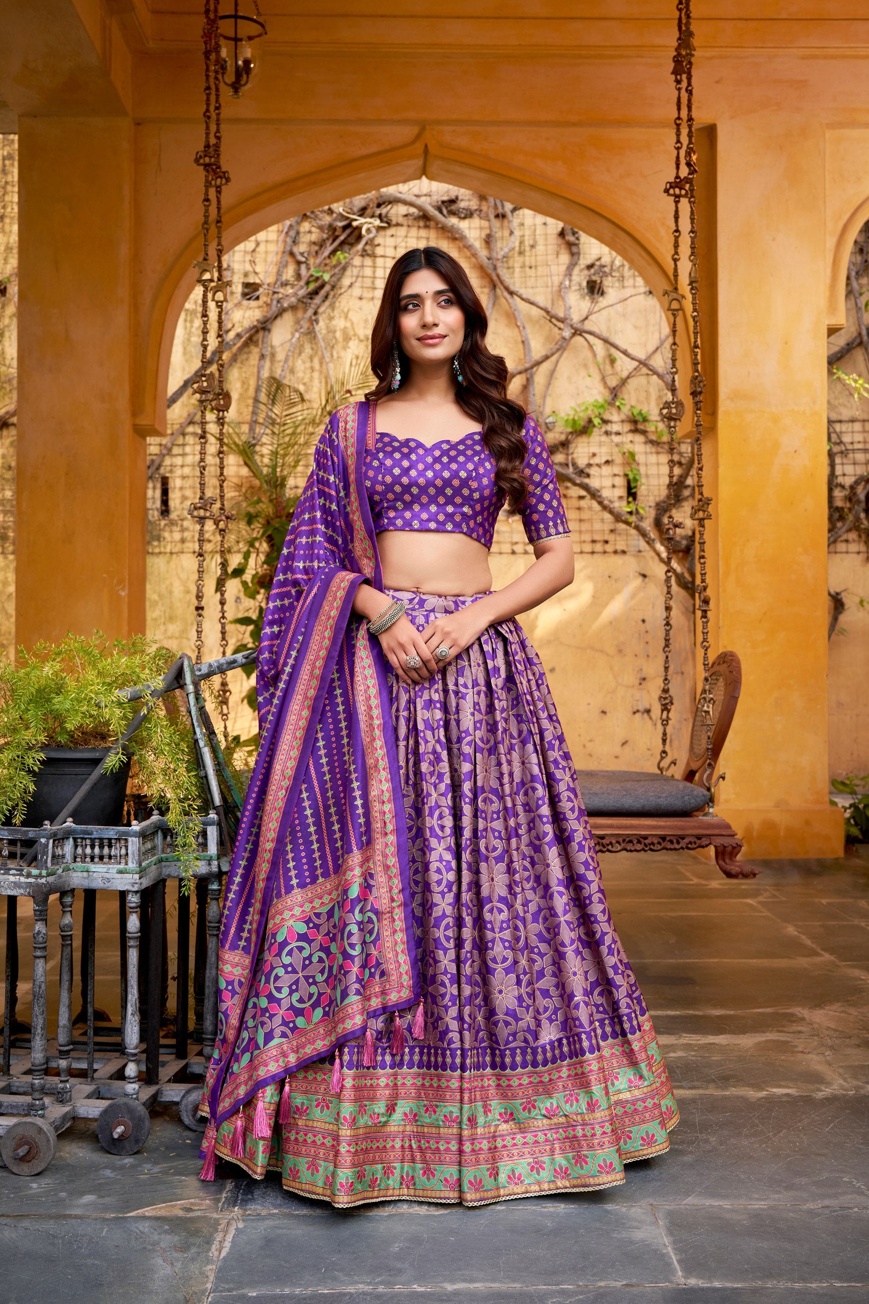 Tasar Silk Gotta Patti Lace Work Lehenga Choli