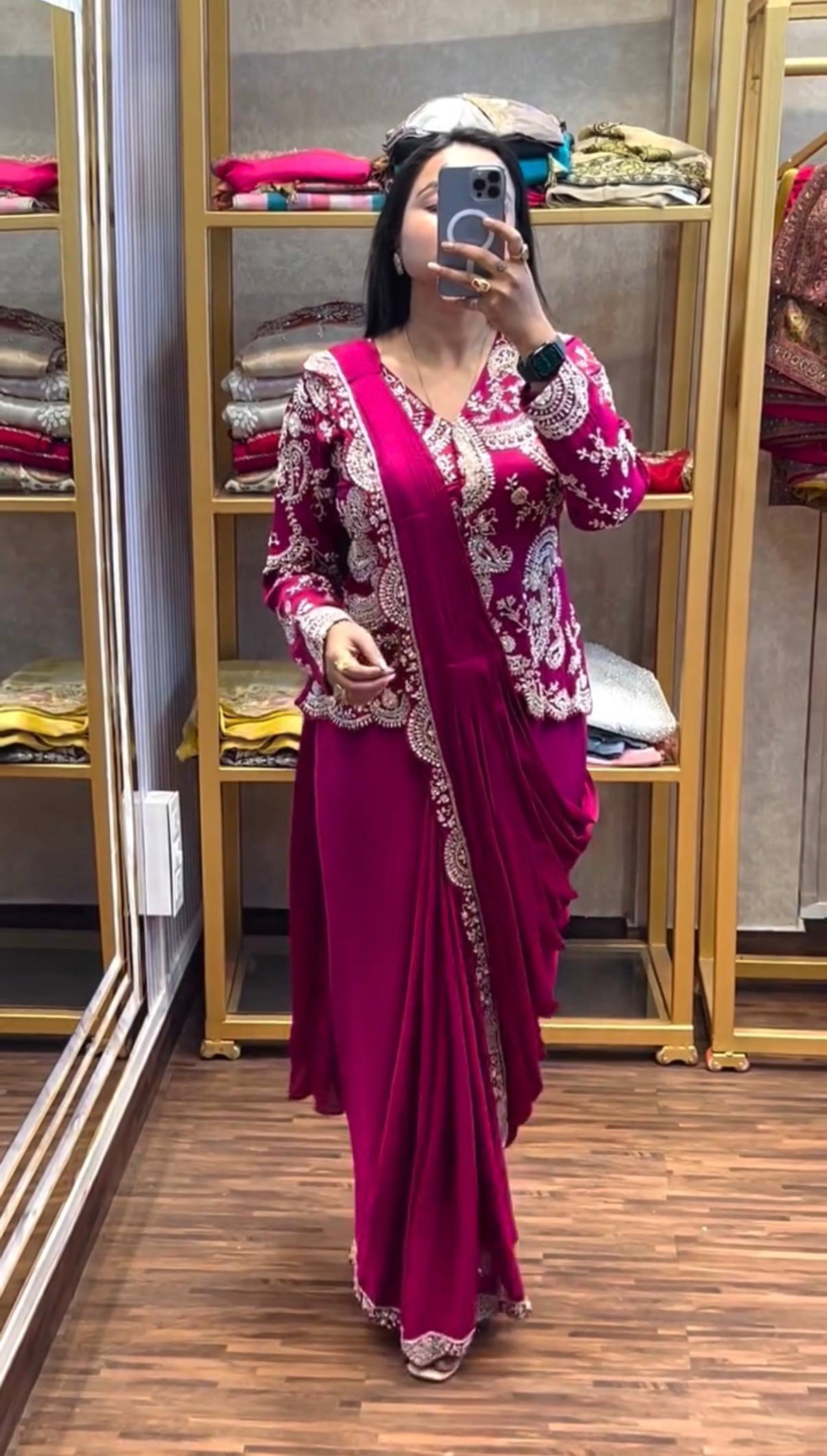 Designer Ready-to-Wear Saree with Heavy Embroidered Jacket Blouse