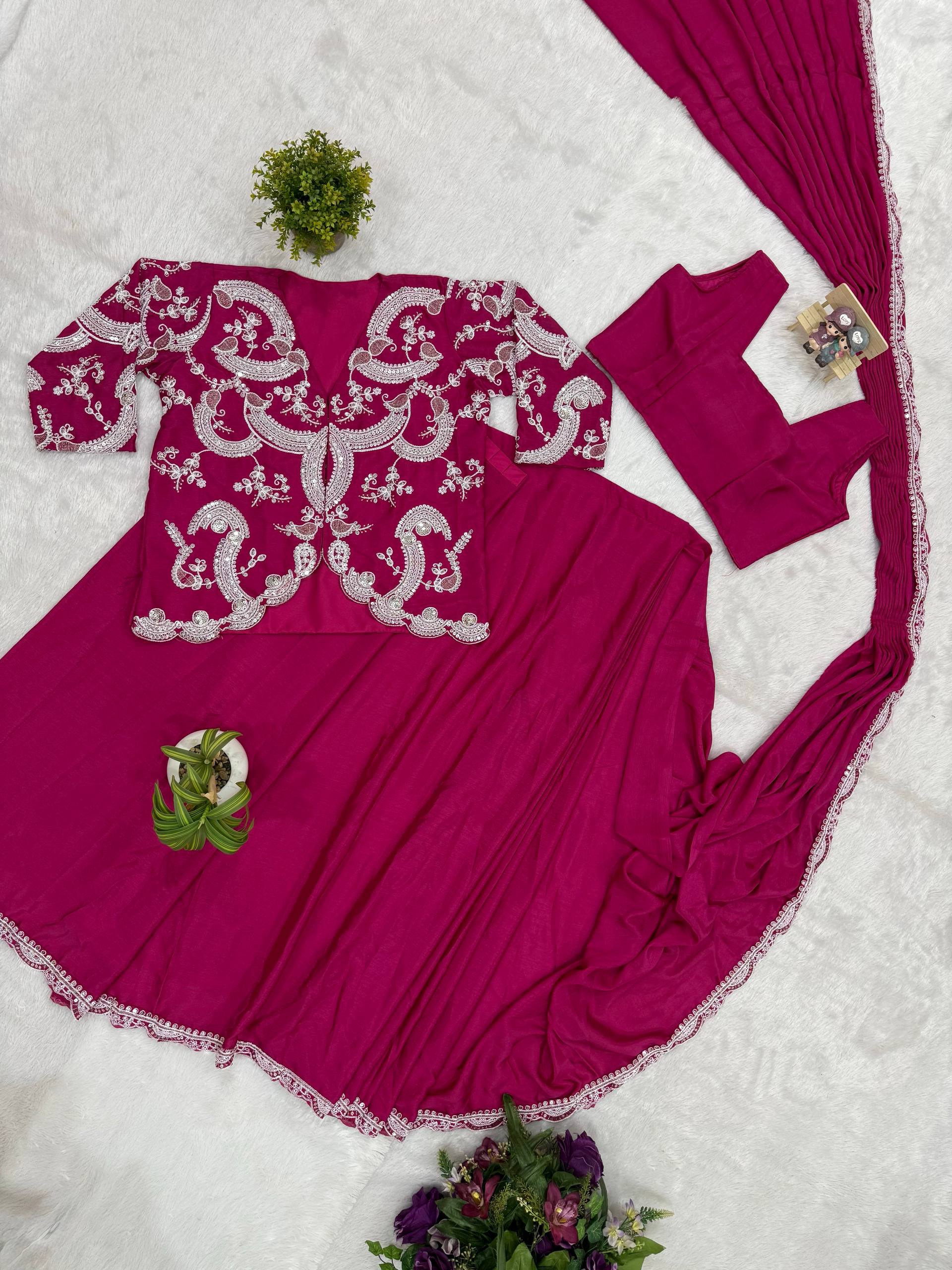 Designer Ready-to-Wear Saree with Heavy Embroidered Jacket Blouse