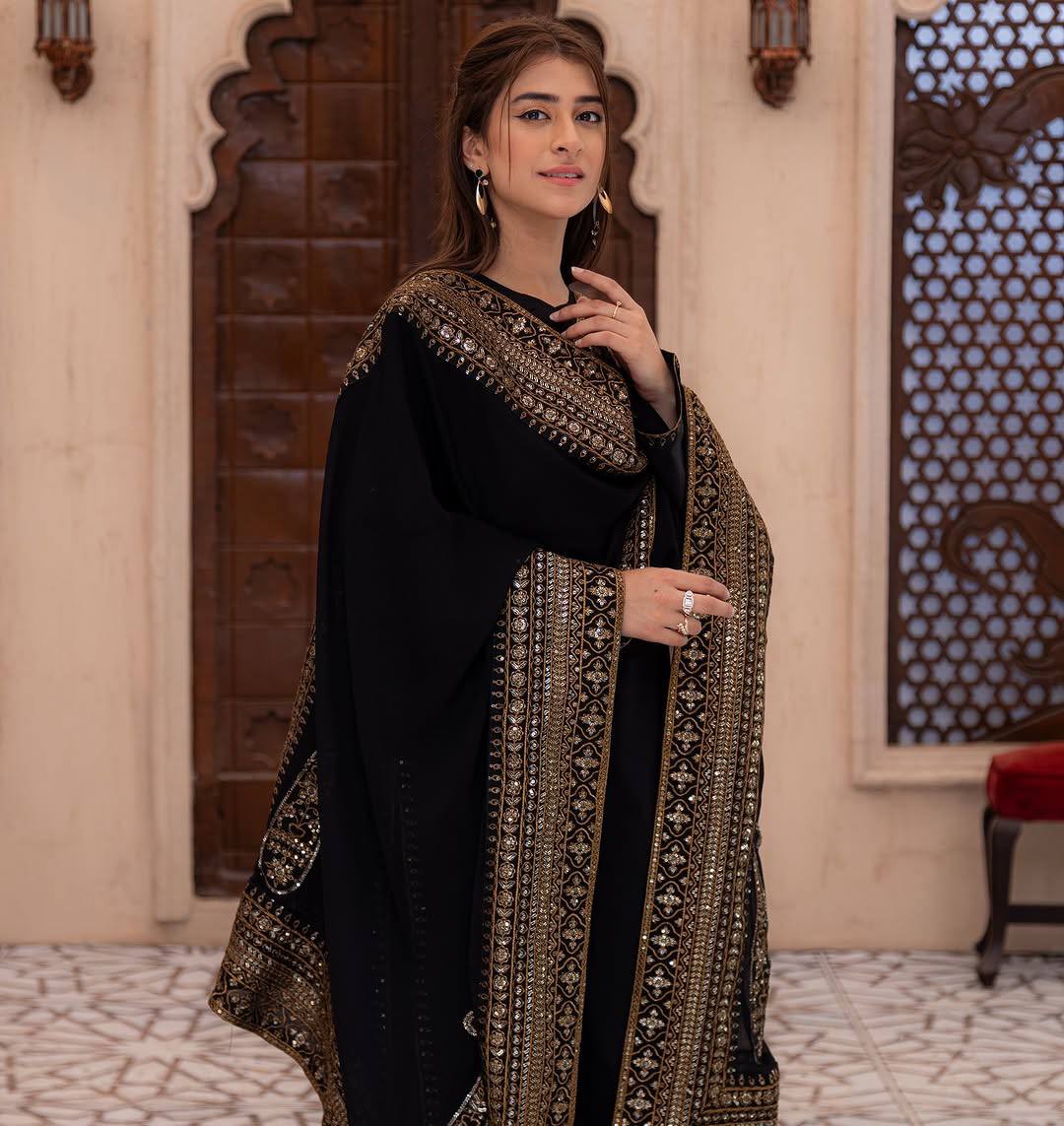 Kalashri – Royal Black Embroidered Sharara Set