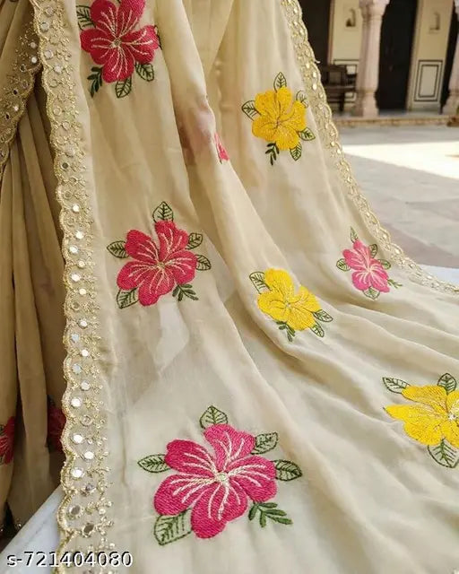 Beautiful Floral Work Saree for Women – Festive & Casual Wear