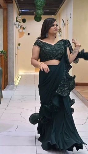 Elegant Ruffle Saree with Sequin Blouse – Party Wear Collection READY To WEAR SAREE