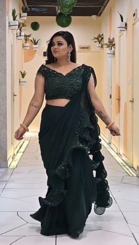 Elegant Ruffle Saree with Sequin Blouse – Party Wear Collection READY To WEAR SAREE