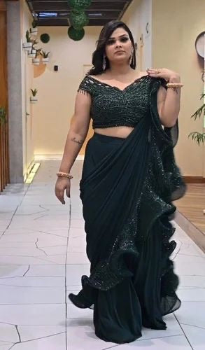 Elegant Ruffle Saree with Sequin Blouse – Party Wear Collection READY To WEAR SAREE