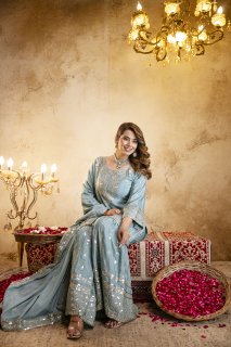 Premium Pastel Blue Kurta Set with Dupatta – Festive Collection