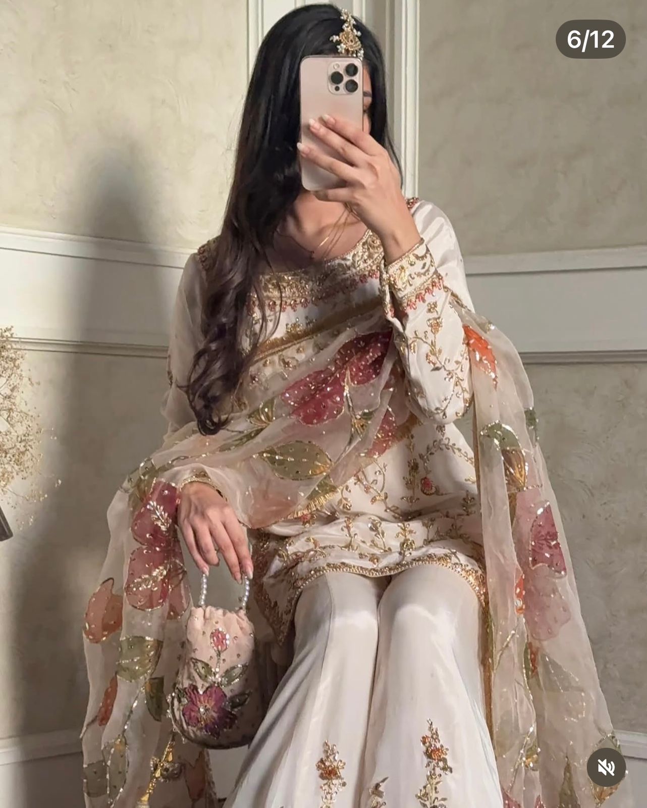 Luxury Embroidered Chinon Silk Kurta Palazzo Set with Designer Dupatta