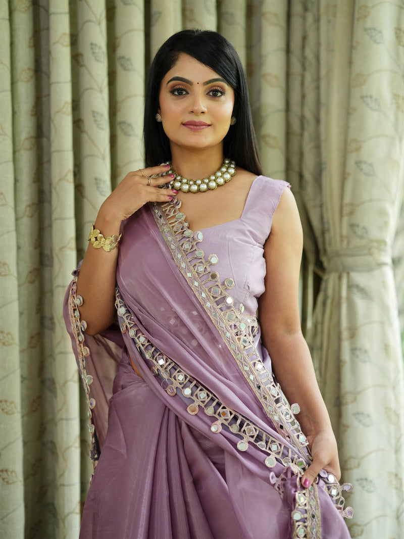 Premium Saree with Mirror Lace Border | Festive & Wedding Wear