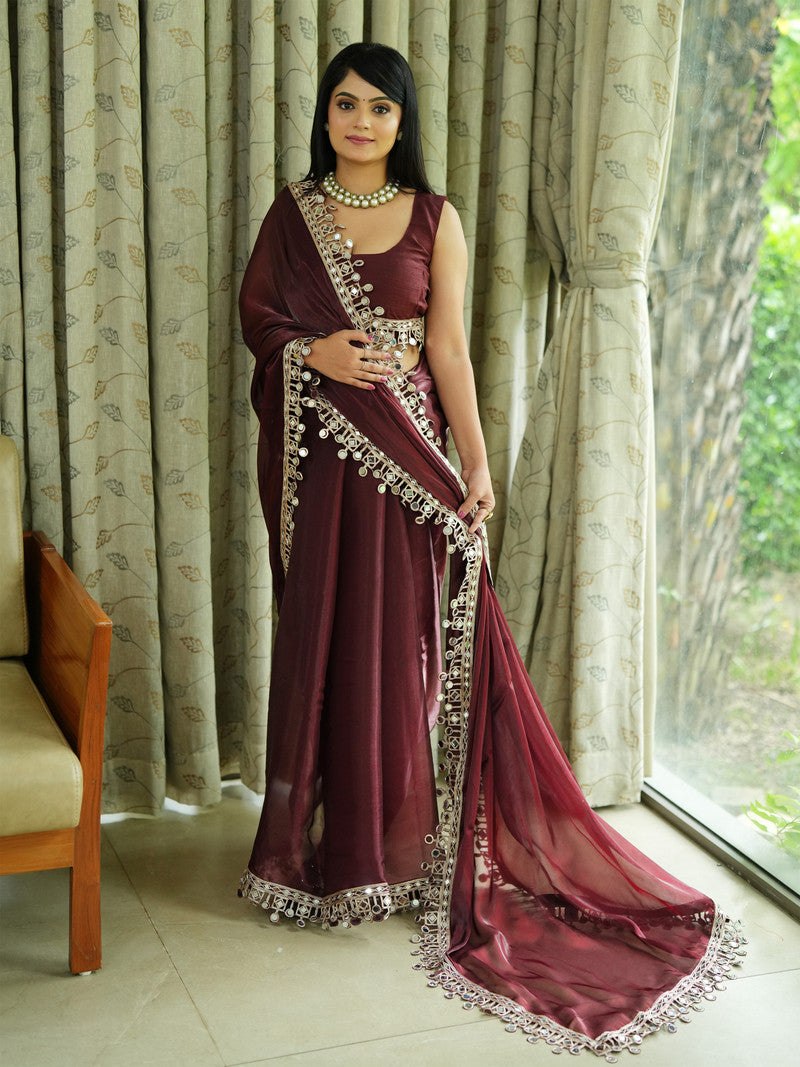 Premium Saree with Mirror Lace Border | Festive & Wedding Wear