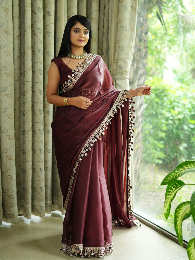 Premium Saree with Mirror Lace Border | Festive & Wedding Wear