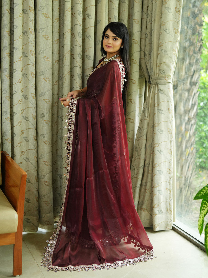 Premium Saree with Mirror Lace Border | Festive & Wedding Wear
