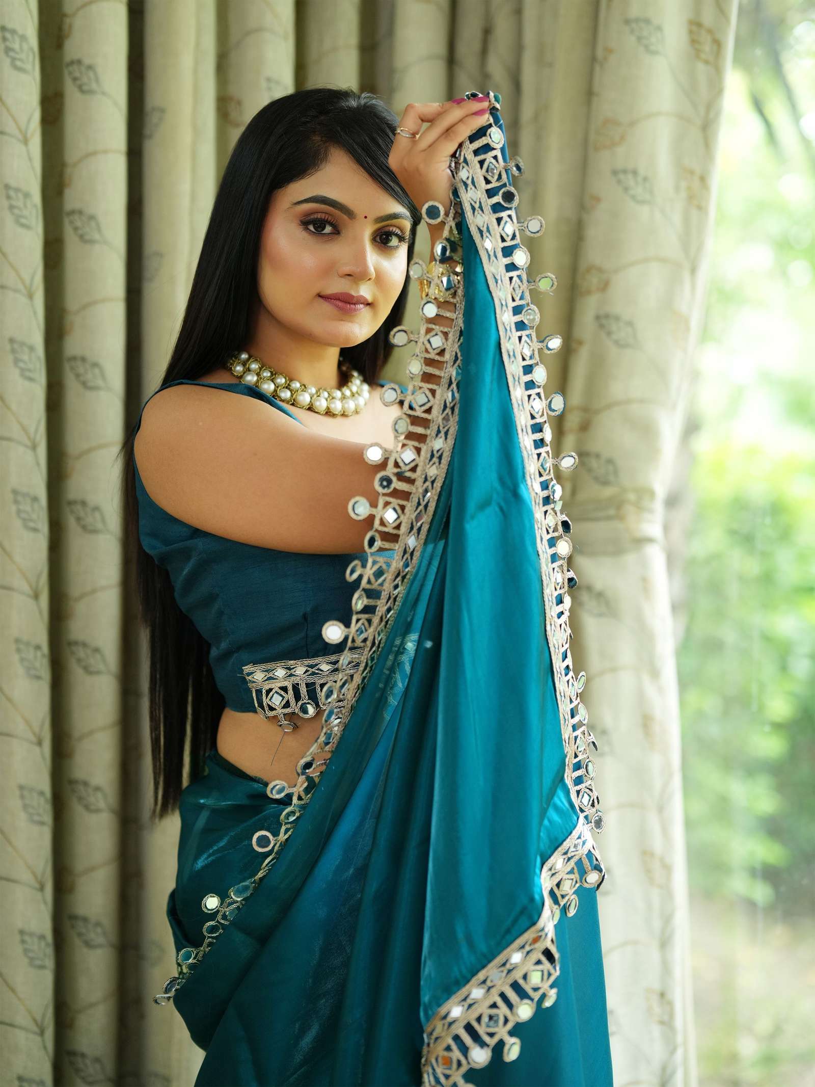 Premium Saree with Mirror Lace Border | Festive & Wedding Wear