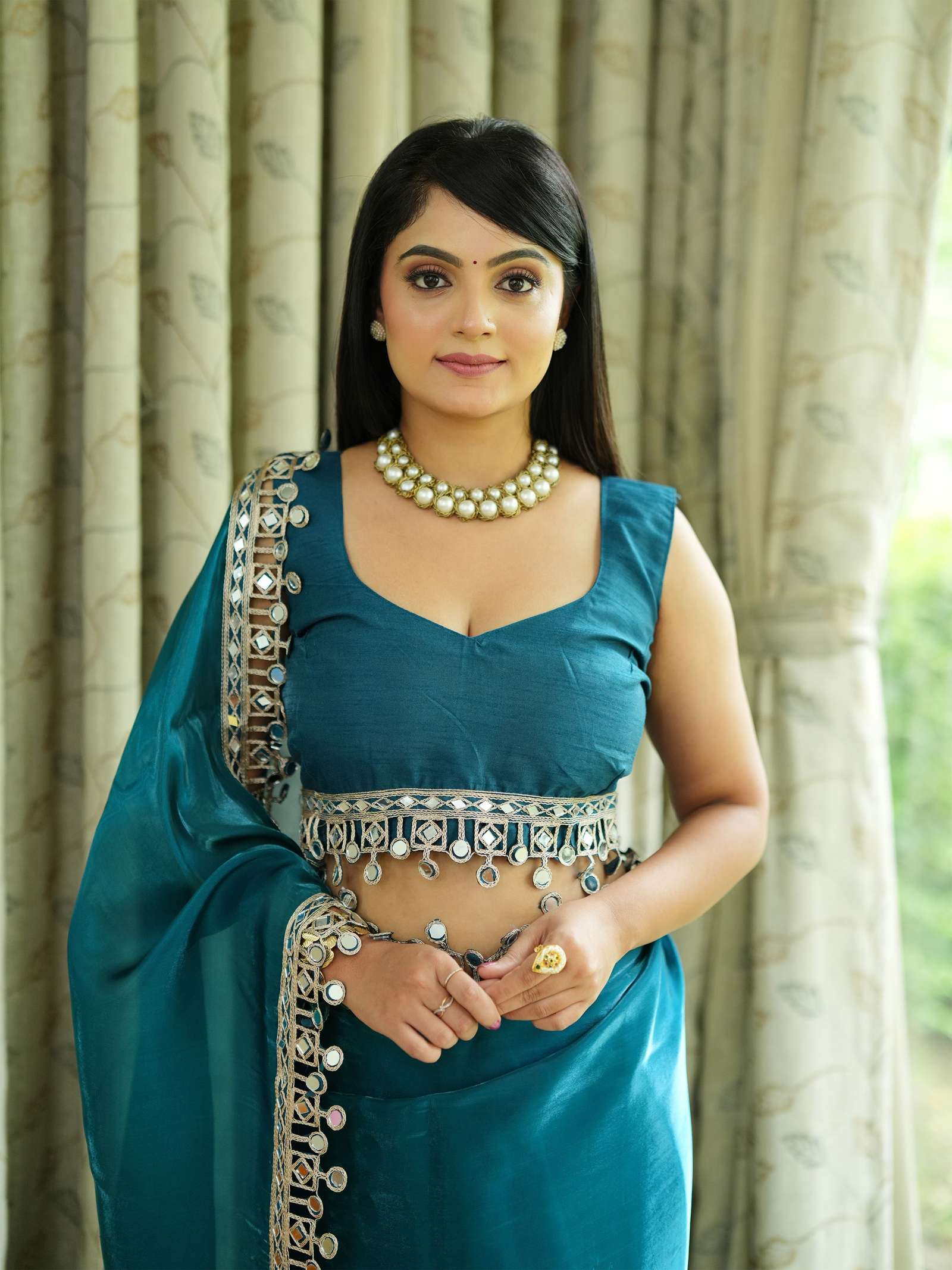 Premium Saree with Mirror Lace Border | Festive & Wedding Wear