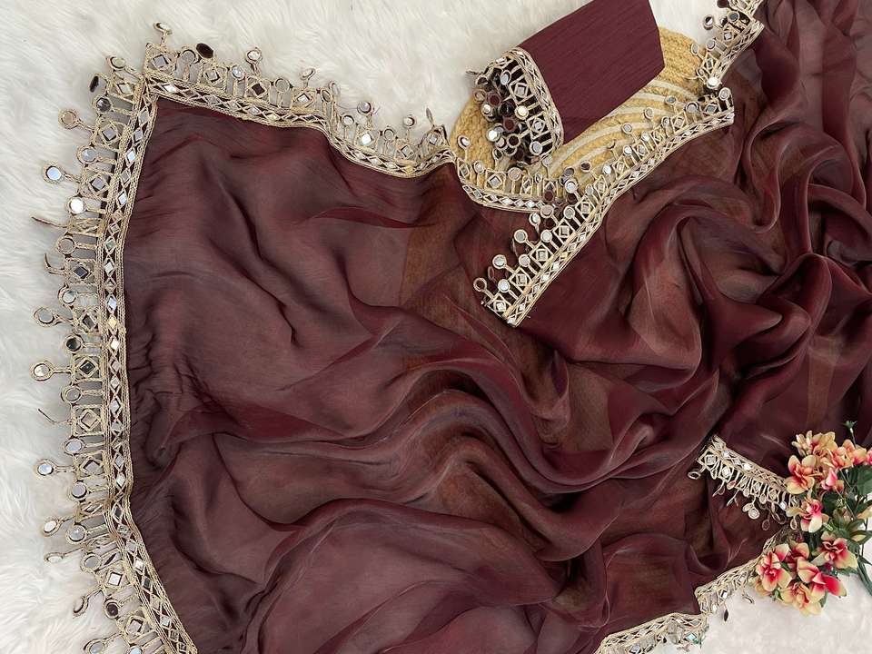 Premium Saree with Mirror Lace Border | Festive & Wedding Wear